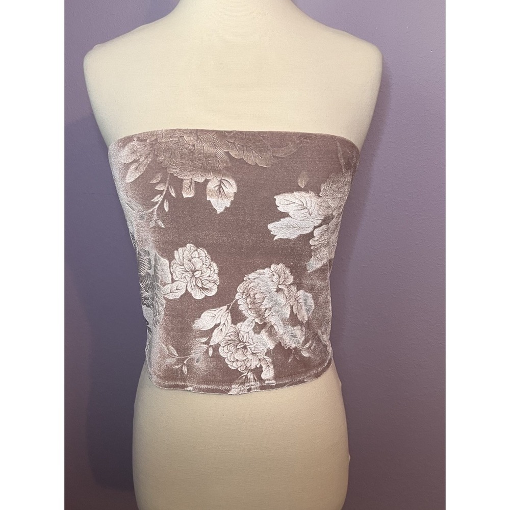 Urban Outfitters Payton Floral Velvet Tube Top Size Medium
